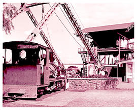 Kimberley, 1978. Bagnall 0-4-2 locomotive at Big Hole mining museum. Diamond mine.