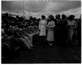 Pretoria, 31 March 1947. Royal family visit to Loftus Versveld sport stadium, Queen Elizabeth gre...