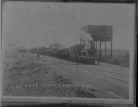 Vryburg, 1899. Last train to leave town before the siege during the Anglo-Boer War hauled by CGR ...