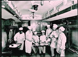 
Mrs Slade dishing up for kitchen staff in SAR dining saloon Type A-22 No 158.
