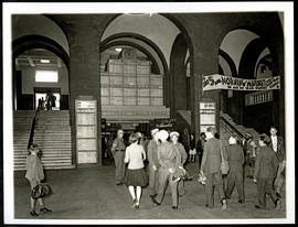 Johannesburg, 1944. Commuters in station concourse.