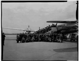 Johannesburg, October 1959. Jan Smuts airport. Departure of chartered SAA Douglas DC-7B.