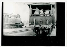 
Princess Christian and dignitaries on balcony of CSAR Private coach No 20000 coach during the Ro...