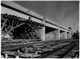 Umkomaas, July 1947. Double track railway bridge under construction.