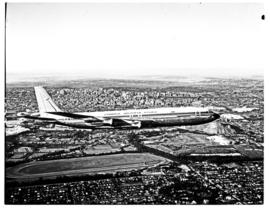 Johannesburg, 1970. Jan Smuts airport. SAA Boeing 707 ZS-SAE 'Windhoek' in flight.