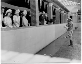 Port Elizabeth, 26 February 1947.  Royal family visiting the snake park while snake handler Johan...