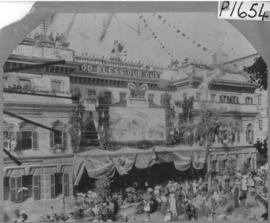 Cape Town, 22 June 1897. Decorated station building for Queen Victoria's diamond jubilee.