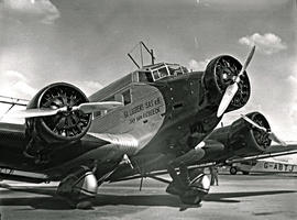 Johannesburg, 1934. Rand Airport. SAA Junkers Ju 52 ZS-AFA 'Jan Van Riebeeck' with crowd. In the ...