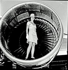 
SAA Boeing 747 ZS-SAN 'Lebombo' with hostess in engine intake.
