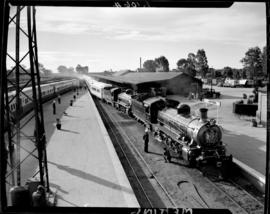 Mafeking, 17 April 1947. Royal Train arriving at station, hauled by two RR Class 12's, No 243 in ...