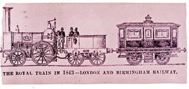 London, 1843. Royal train of London and Birmingham Railways.