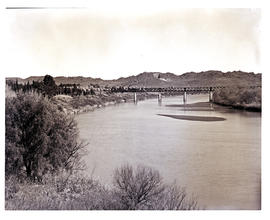 Aliwal North, 1965. Orange River with rail bridge in the distance.