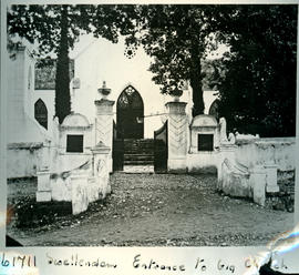 Swellendam, 1954. Entrance to Dutch Reformed Church.