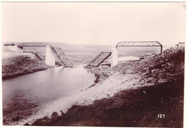 Circa 1900. Anglo-Boer War. Vaal River bridge at Standerton.