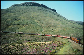 Touws river district, 1981. SAR Class 5E1 with 202up 'Trans-Karoo' passenger train between Matroo...