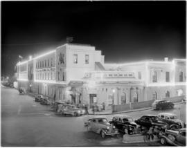 Port Elizabeth, 26 February 1947. Station building illuminated for the Royal tour.