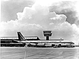 Windhoek, Namibia, 1967. JG Strijdom airport. SAA Boeing 707 ZS-EKV 'Windhoek'.