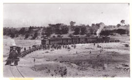 Circa 1900. Anglo-Boer War. Train on bridge.