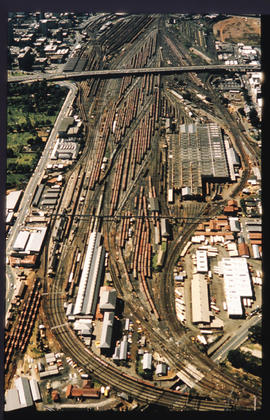 Johannesburg. Aerial view of railway marshalling yard.