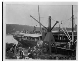 Durban, circa 1901. Ship at quayside. (Durban Harbour album of CBP Lewis)