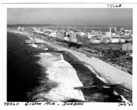 Durban, July 1970. Aerial view of beach front.