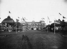 Lourenco Marques, Mozambique, July 1907. Decorated dity square during the Royal tour by the Crown...