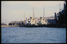 Durban, 1984. Dredgers docked in Durban Harbour.
