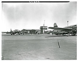 Johannesburg, 1949. Palmietfontein airport. SAA Vickers Viking ZS-BNE 'Simonsberg' with ZS-BNI 'D...