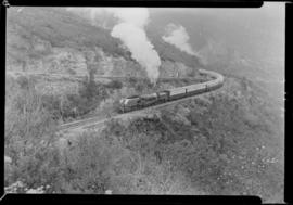 George district, 24 February 1947. Pilot Train with SAR Class GEA Garratt No 4026 leading up Mont...