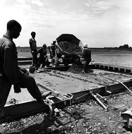 Johannesburg, circa 1979. Jan Smuts Airport. Runway construction.
