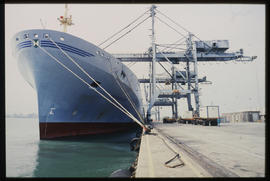 Durban, 1984. 'Transvaal' container ship berthed in Durban Harbour.