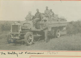 Kuruman. Troops at Halley lorry in veld during World War One.