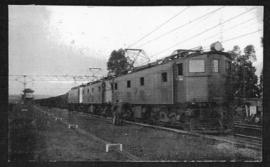 Circa 1925. Three SAR Class locomotives with train in station. (Album on Natal electrification)