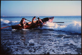 Port Elizabeth, December 1968. Lifesavers entering water. [S Mathyssen]