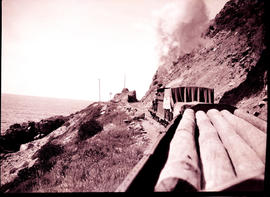 "Wilderness, 1928. Timber train near Kaaimansrivier bridge."