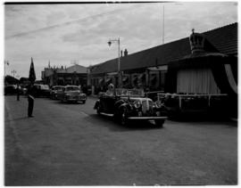 Kimberley, 18 April 1947. Royal motorcade leaving railway station.