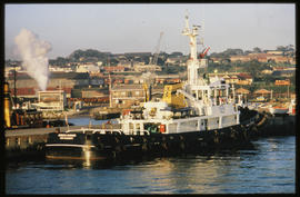 Port Elizabeth, 1983. SAR tug 'Kobus Loubser' in Port Elizabeth Harbour. [T Robberts]