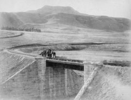 Newcastle district, circa 1890. NGR trolley on culvert on the Newcastle - Charlestown line with M...