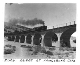 Laingsburg, 1947. Goods train on railway bridge.