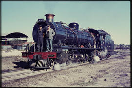 SAR Class 15AR No 2100 'Prudence' with driver and Alec Watson Loco Foremen De Aar on the right.