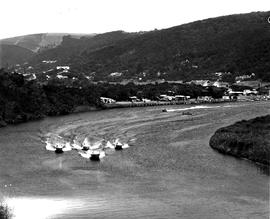 Wilderness, 1968. Motor boats on the lagoon.
