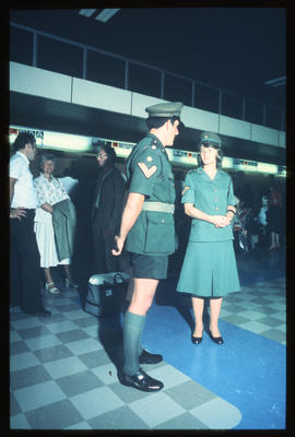 Johannesburg, 1980. Jan Smuts Airport. South African Railway Police in attendance.