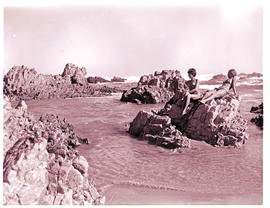 "Knysna district, 1979. Relaxing on the rocks at Buffels Bay."