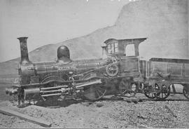 
Derailed locomotive 'Wellington' of the Cape Town and Wellington Railway. Deliberately derailed ...
