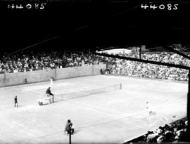 Johannesburg, 1936. Tennis match with umpire and linesmen.