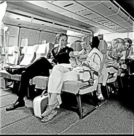 
SAA Boeing 747 interior. Cabin service.
