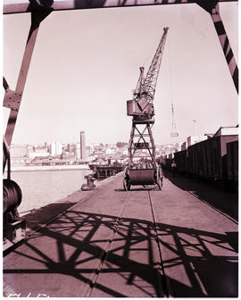 Port Elizabeth, 1950. Loading crane at Port Elizabeth harbour.