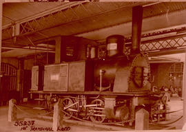 Pretoria, 1949. First locomotive in Transvaal at station platform.