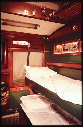 Train compartment interior.