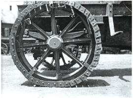 Steel lorry wheel.
